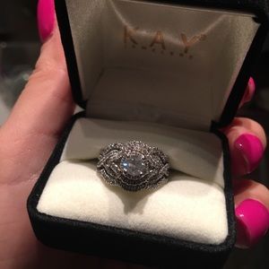 Diamond ring from Kay with wedding bands attached